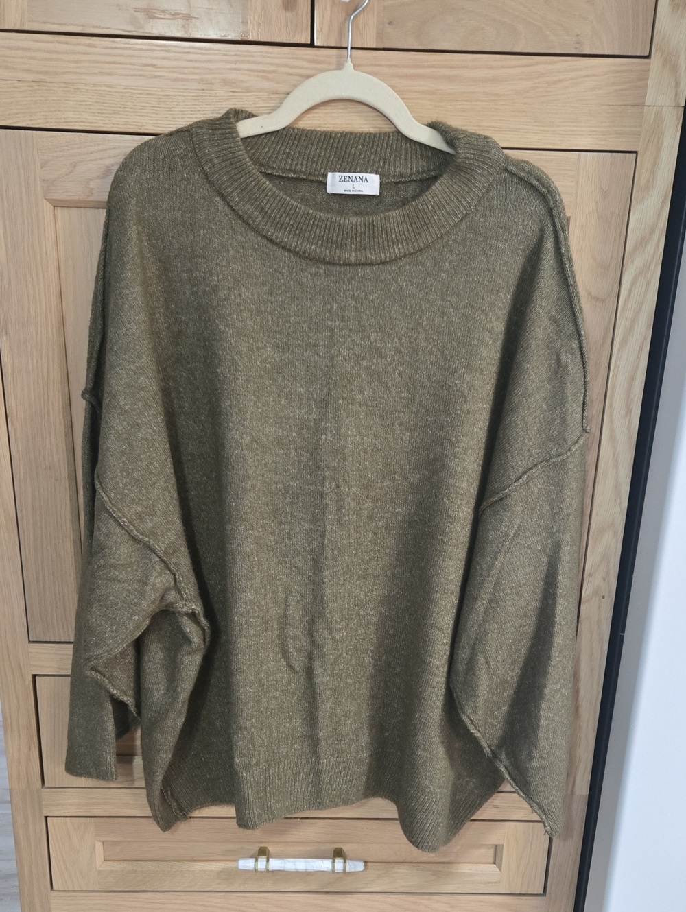 Zenana Outfitters Olive Scoop Neck Oversized Knit Sweater